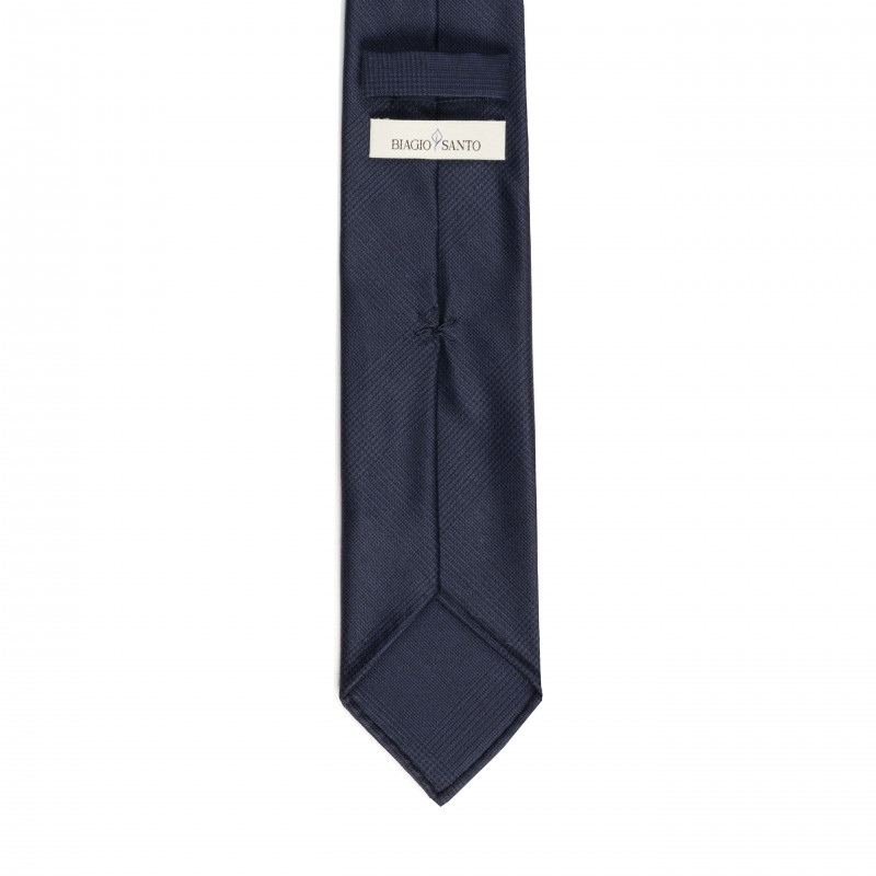 Cravatta Principe di Galles 3 pieghe lana/cashmere - Blu scuro