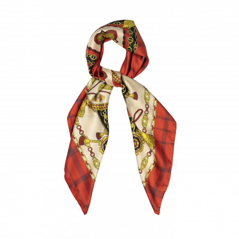 Silk foulard gold chains - Red